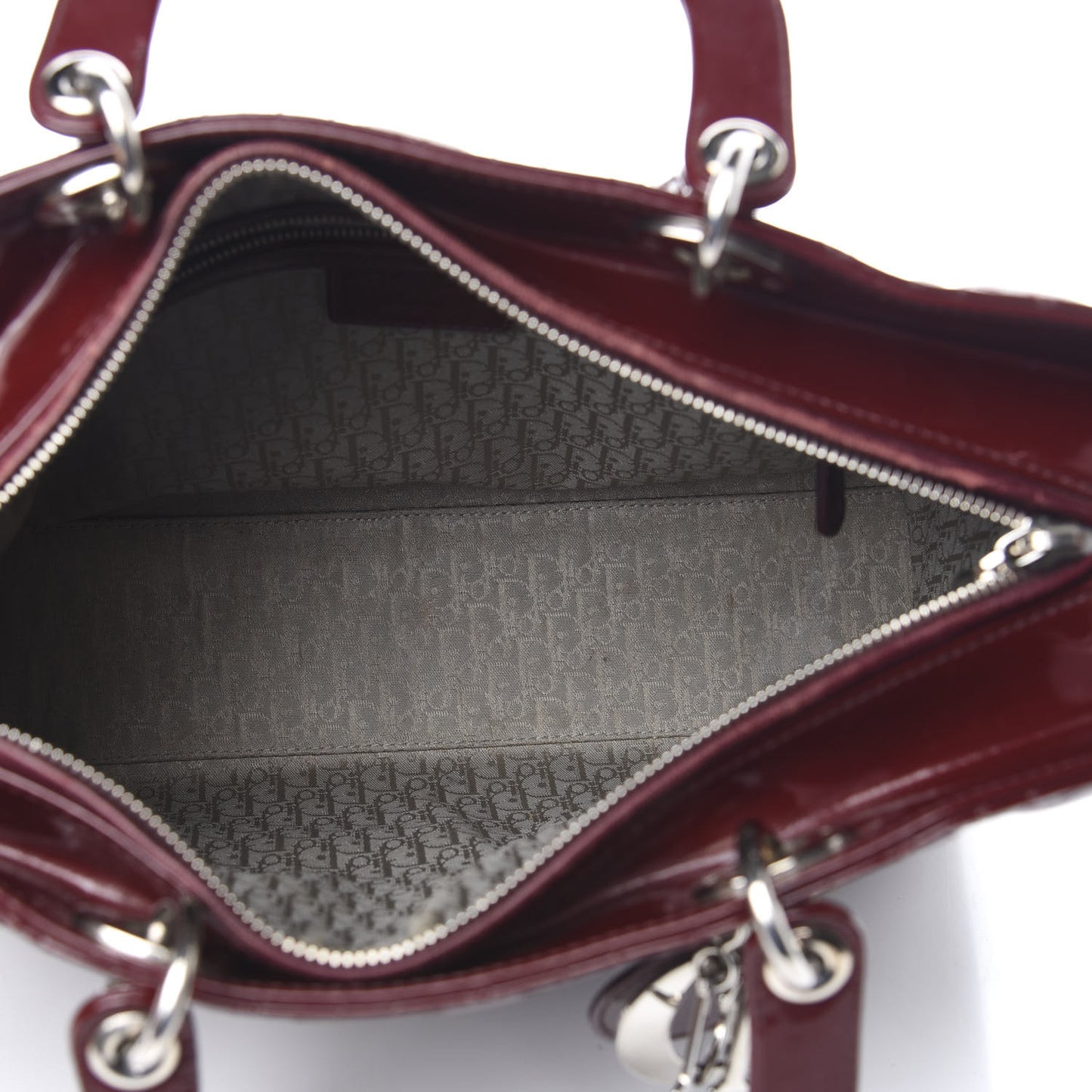 Patent Cannage Large Lady Dior Burgundy