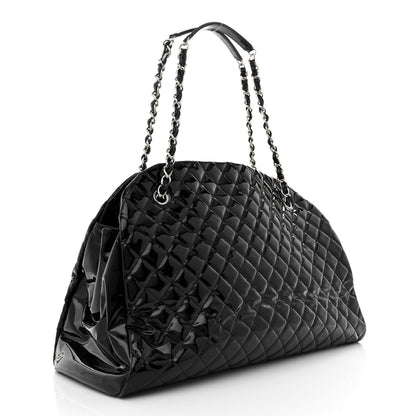 Chanel Patent Quilted Maxi Just Mademoiselle Bowling Bag Black 3 of 16