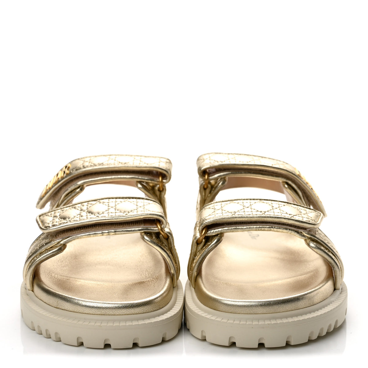 Christian Dior Laminated Sheepskin Cannage Dioract Sandals 39.5 Pale Gold 3 of 11