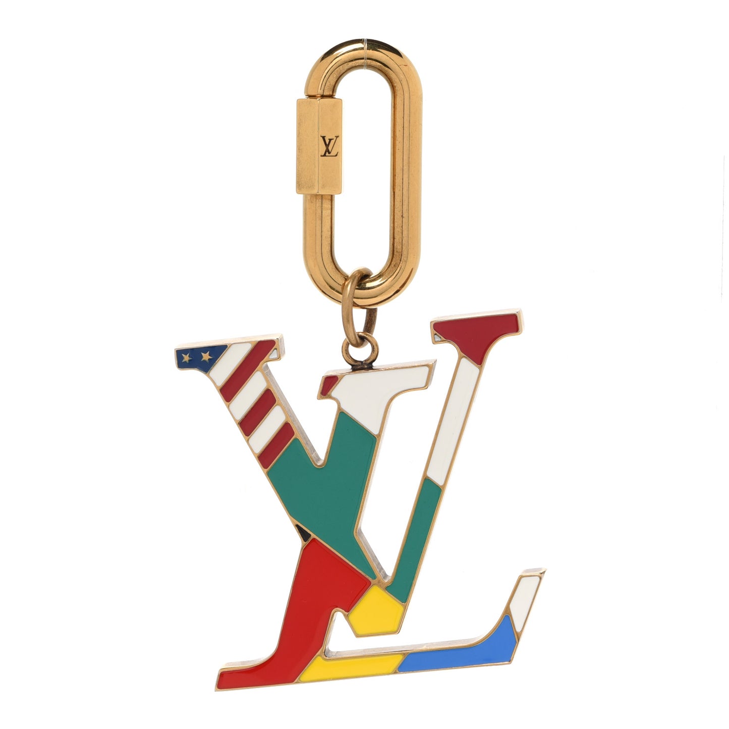 Enamel LV Flag Bag Charm Key Holder Multicolor