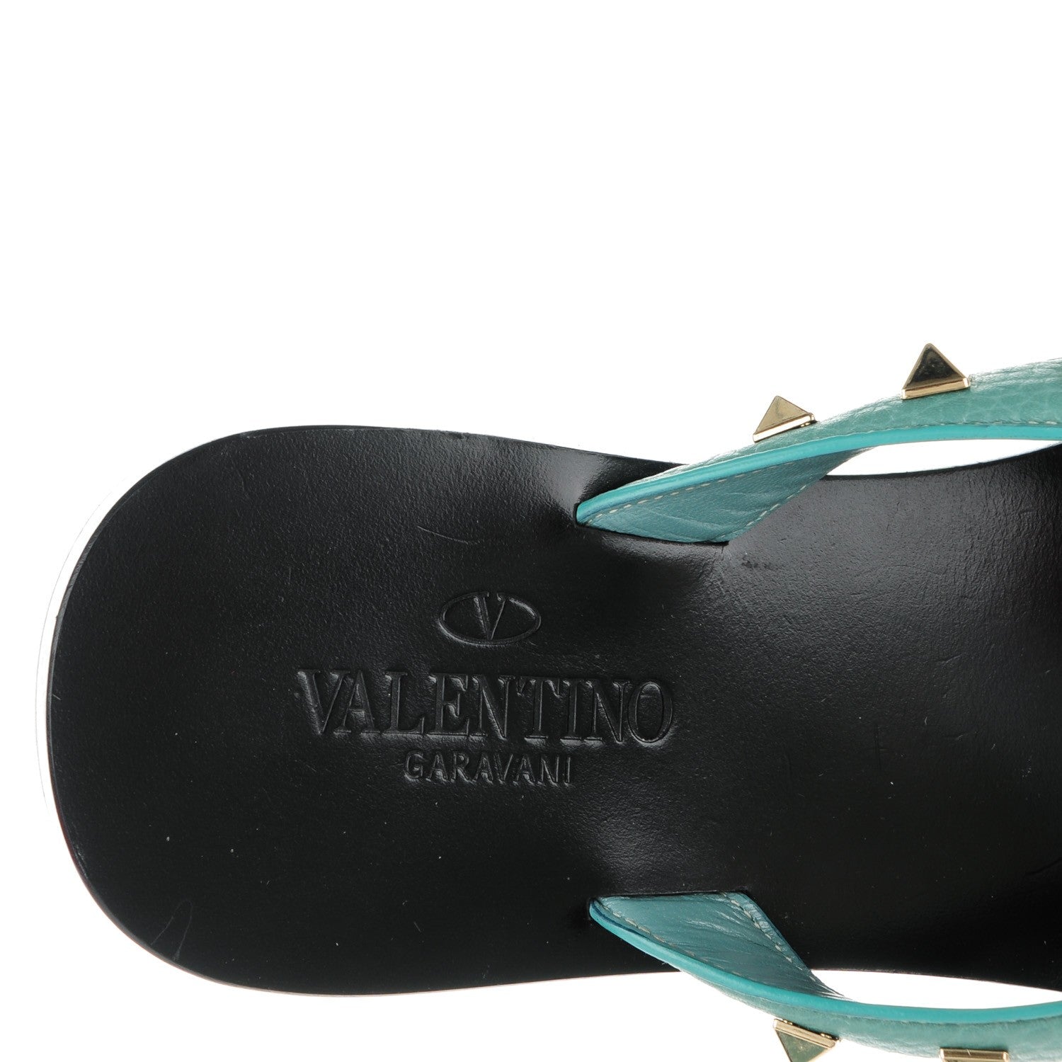 Valentino Garavani Calfskin Rockstud Thong Sandals 37 Blue 6 of 8