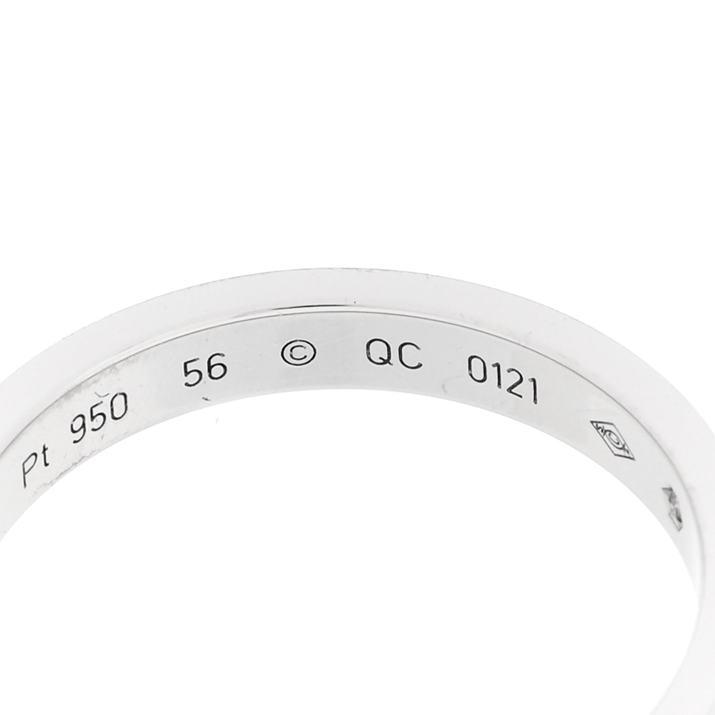 Platinum Diamond 3mm C De Cartier Wedding Band Ring 56 7.5