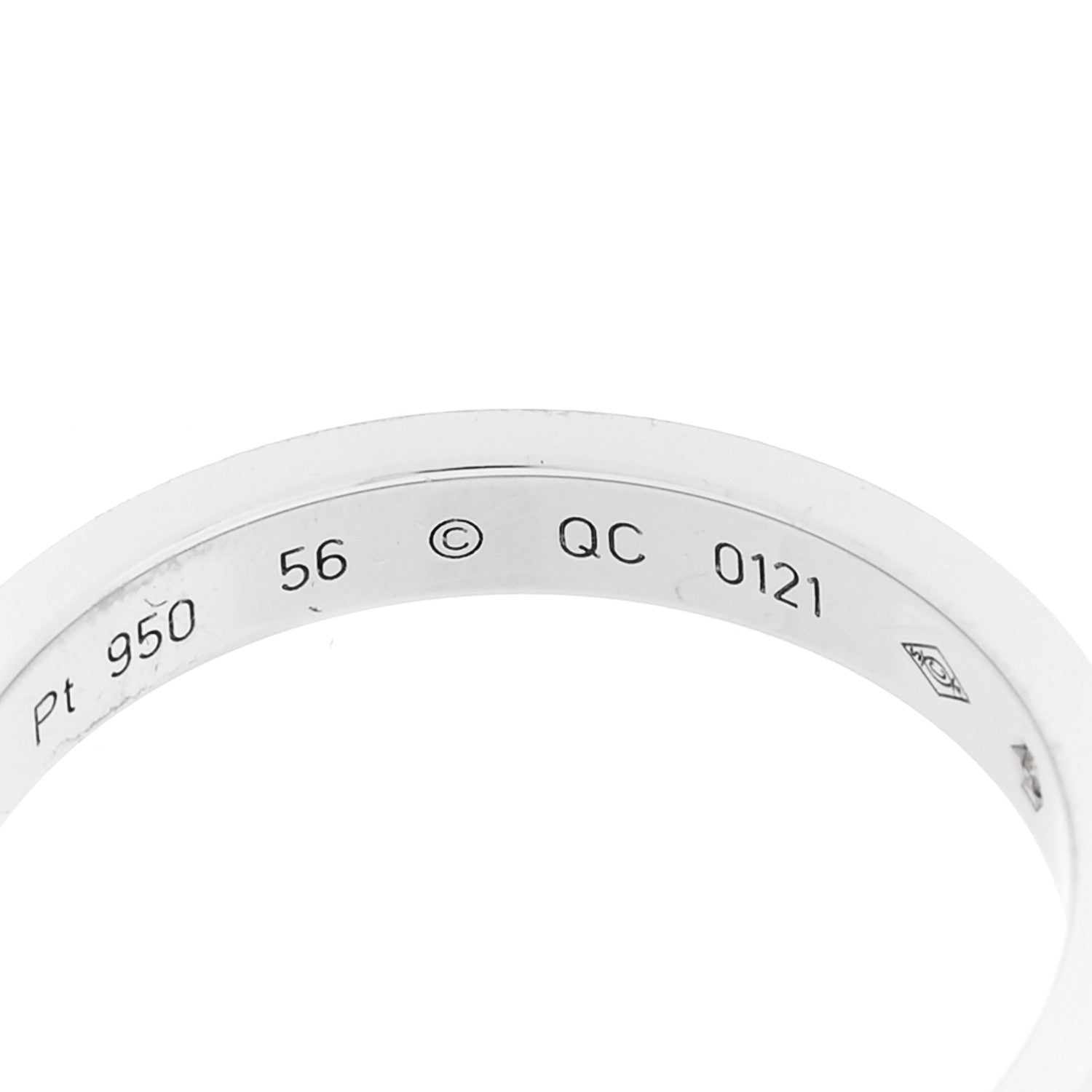 Cartier Platinum Diamond 3mm C De Cartier Wedding Band Ring 56 7.5 5 of 6