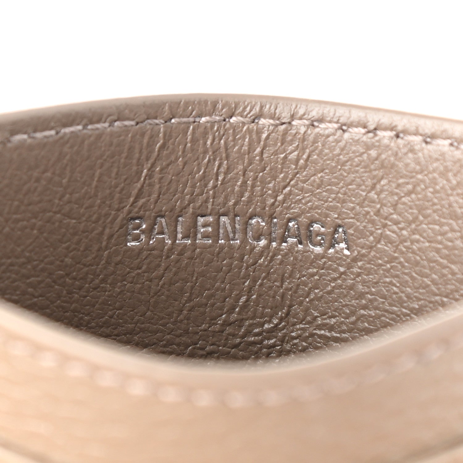 Balenciaga Grained Calfskin Logo Cash Rounded Card Holder Mink Grey White 6 of 9