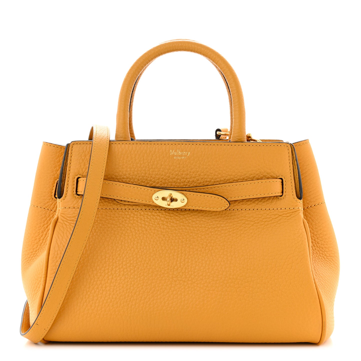 Heavy Grain Calfskin Small Belted Bayswater Tote Deep Amber