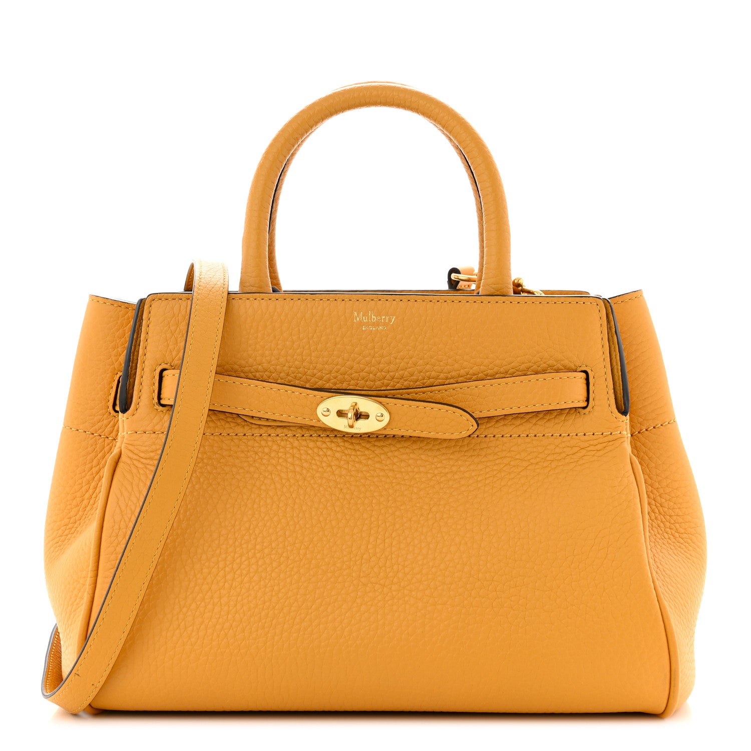 Mulberry Heavy Grain Calfskin Small Belted Bayswater Tote Deep Amber 1 of 11