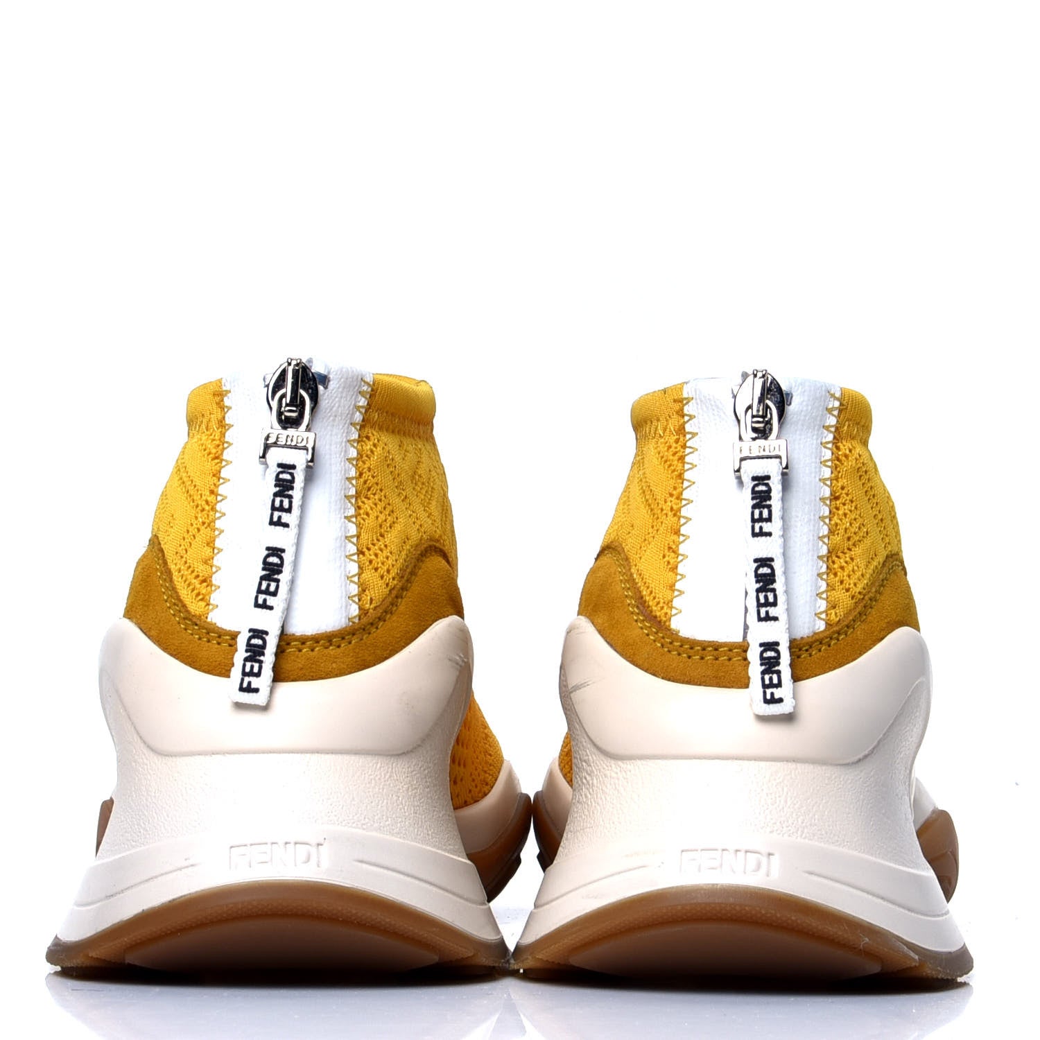 Fendi Technical 3D Mesh Womens FFluid Zip Up Sneakers 37.5 Reggae Corn White 4 of 6