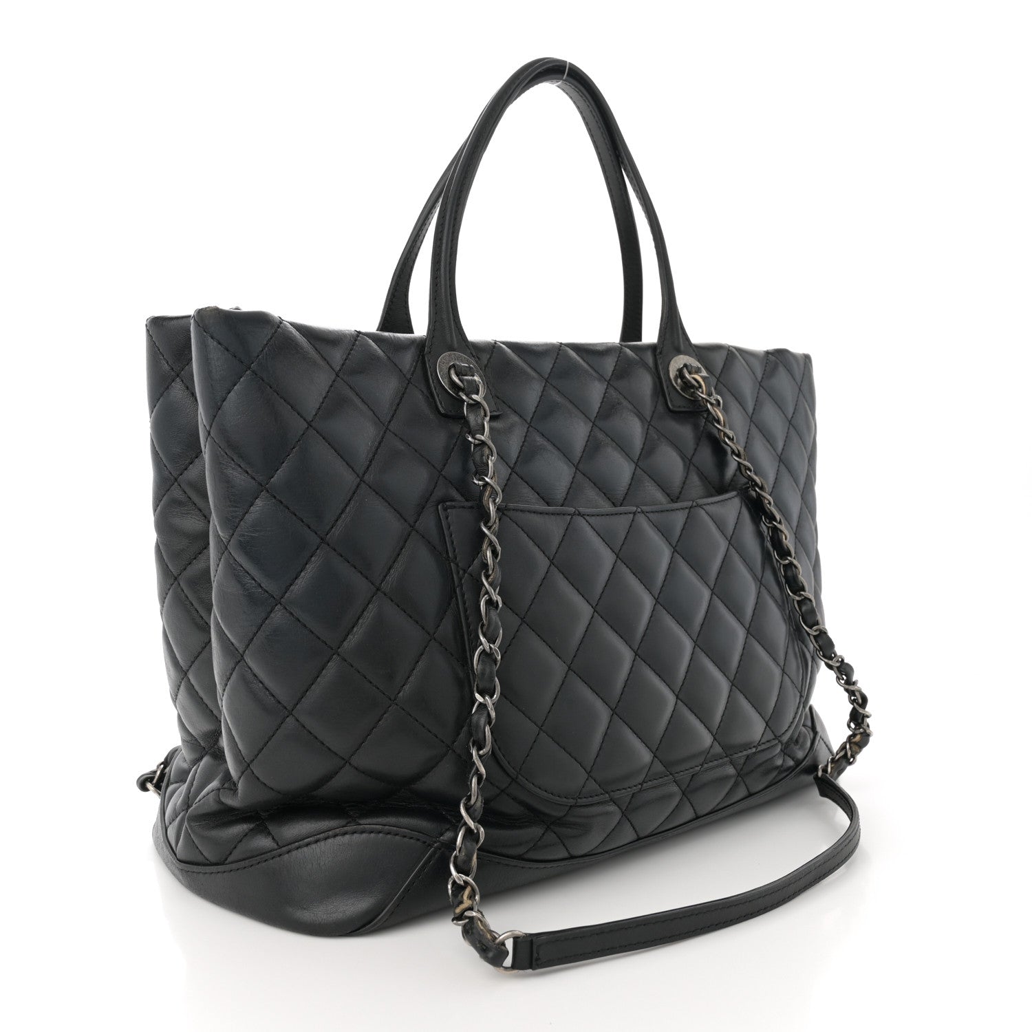 Chanel Calfskin Quilted Large Easy Shopping Tote Black 3 of 19