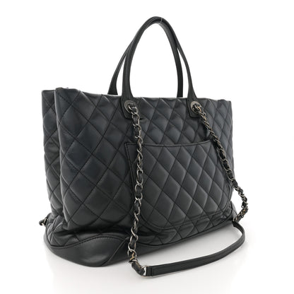Chanel Calfskin Quilted Large Easy Shopping Tote Black 3 of 19