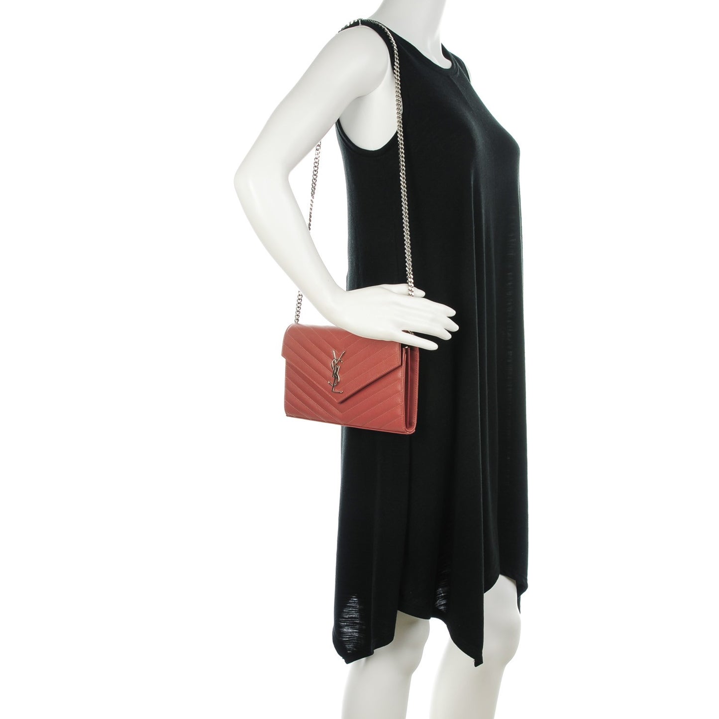 Grain De Poudre Matelasse Chevron Monogram Chain Wallet Blush Fonce