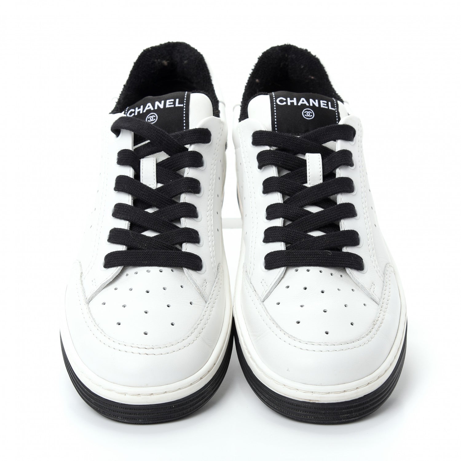 Chanel Calfskin Womens Logo Sneakers 40 Black White 5 of 11