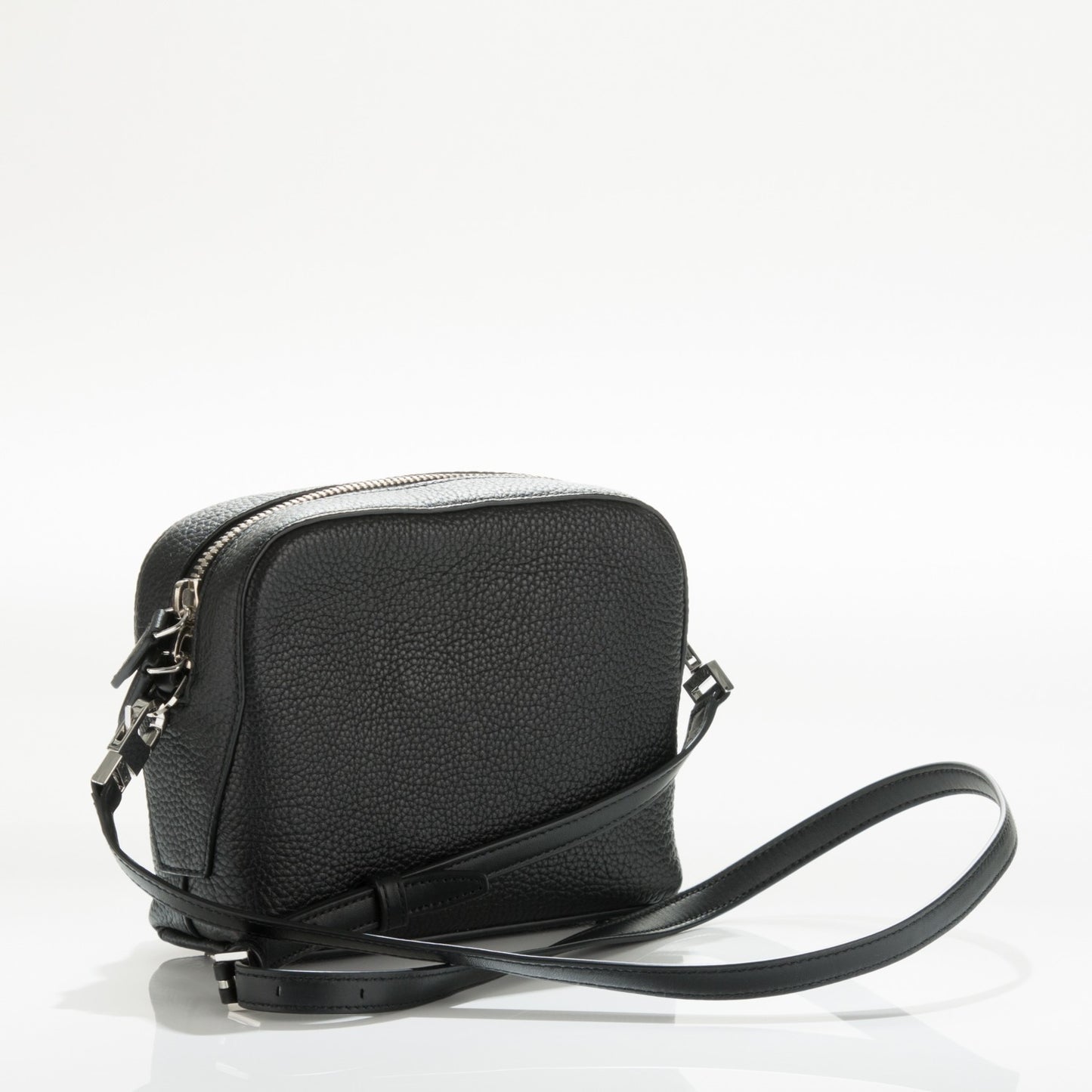 Pebbled Calfskin Prisma Pocket Crossbody Black