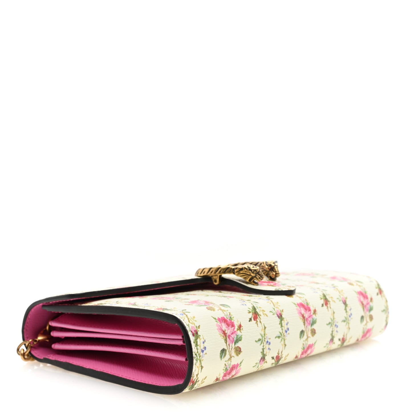 Calfskin Floral Print Mini Dionysus Chain Wallet Ivory Pink