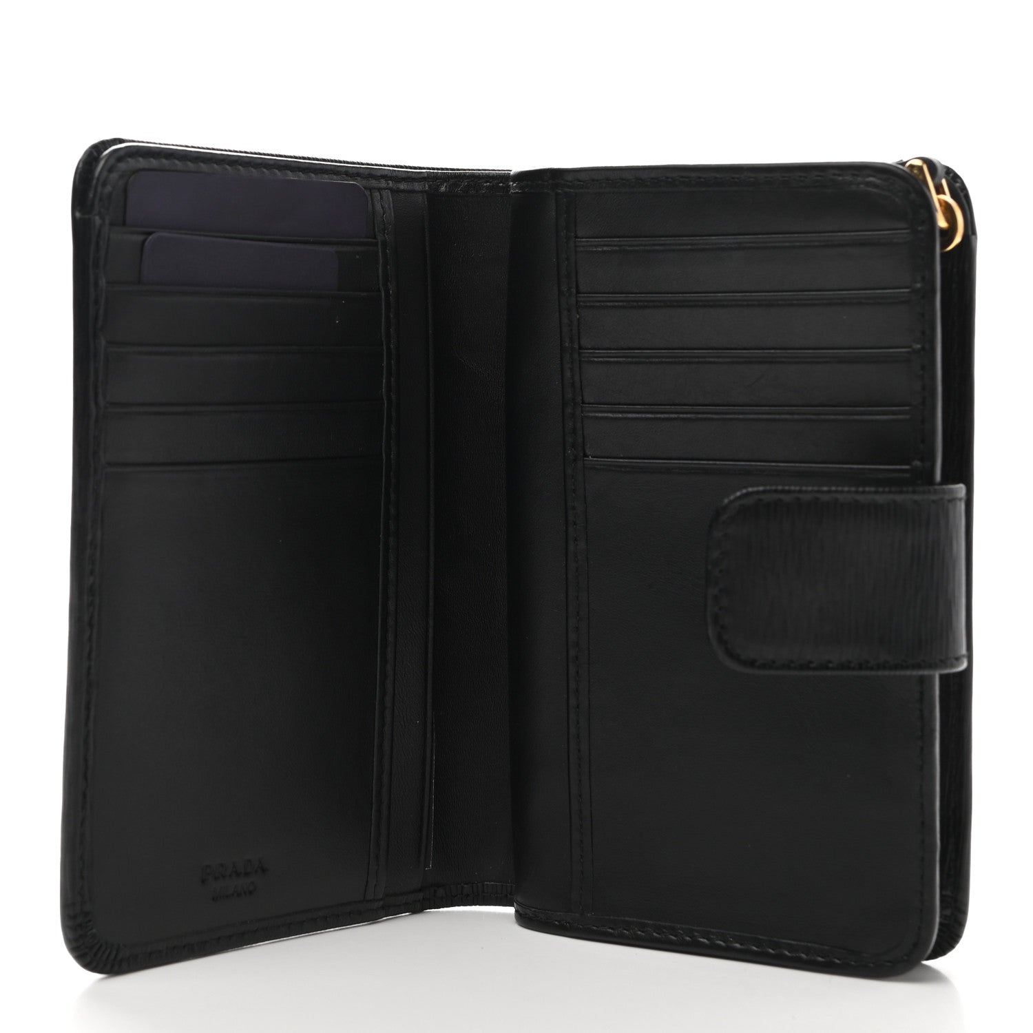 Prada Vitello Move Metal Compact Wallet Black 5 of 7
