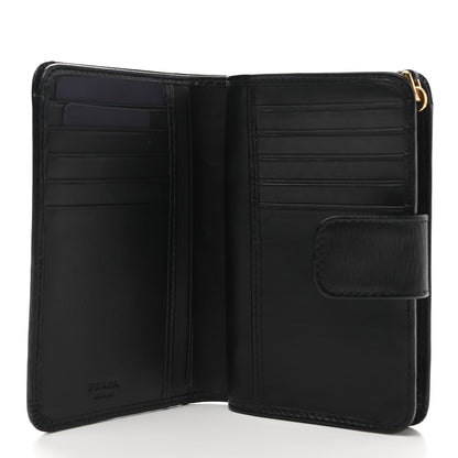 Prada Vitello Move Metal Compact Wallet Black 5 of 7