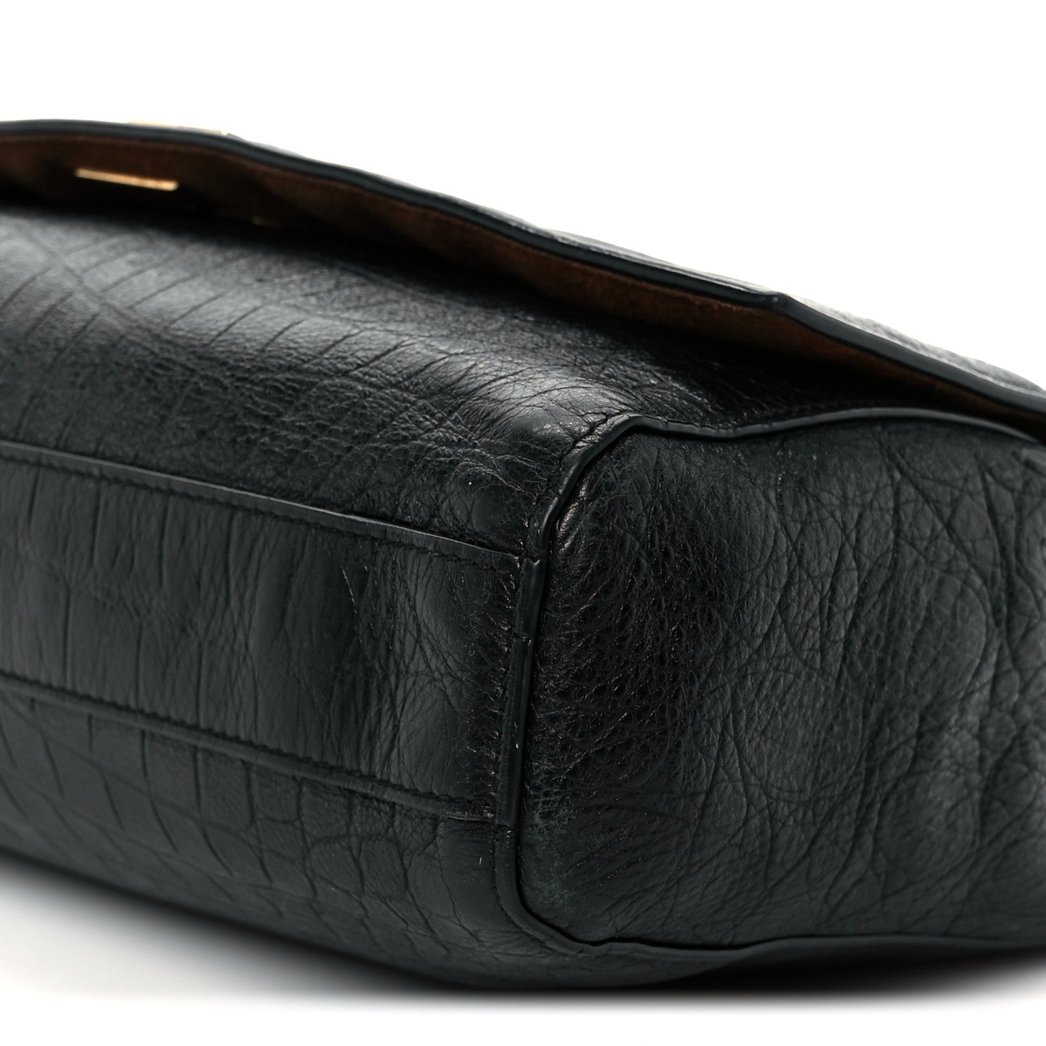 Saint Laurent Calfskin Crocodile Embossed Suede Medium Reversible Monogram Kate Satchel Military Taupe 16 of 17