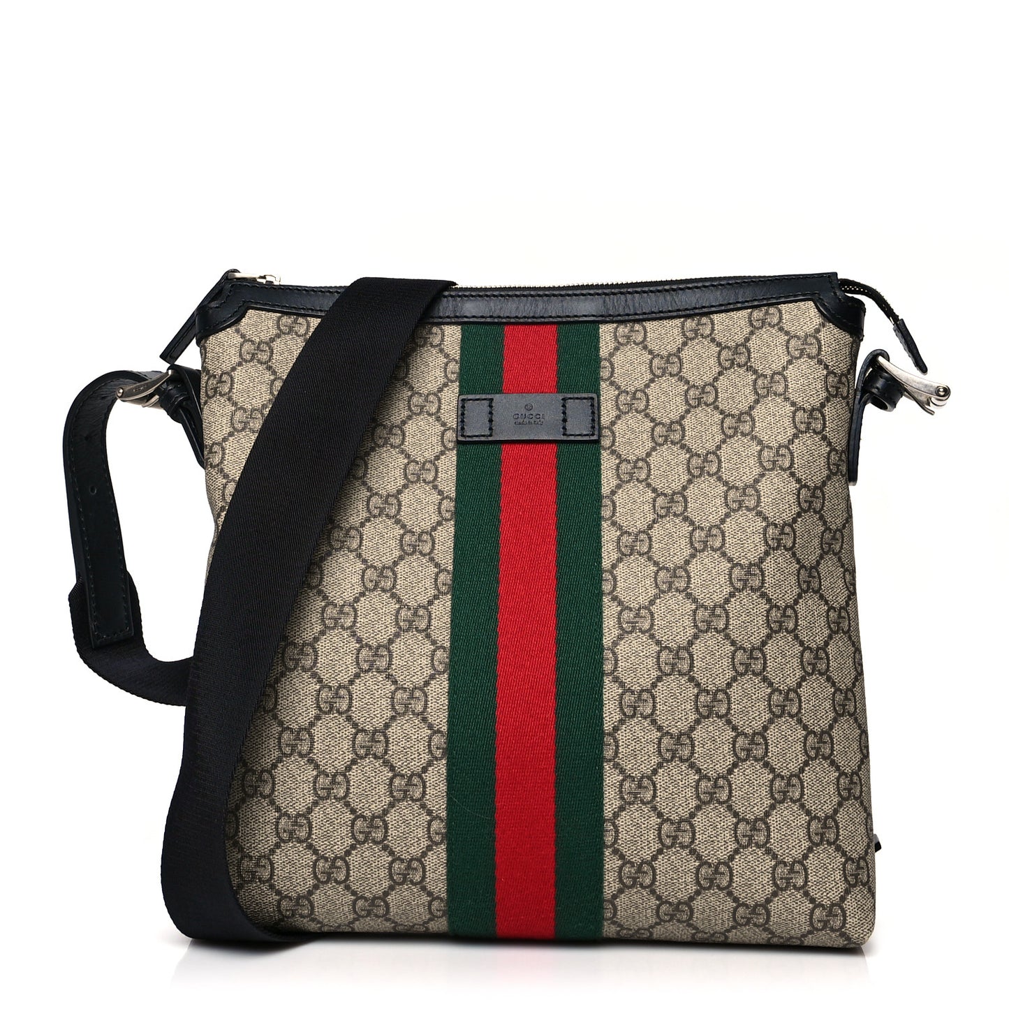 GG Supreme Monogram Web Messenger Bag Black