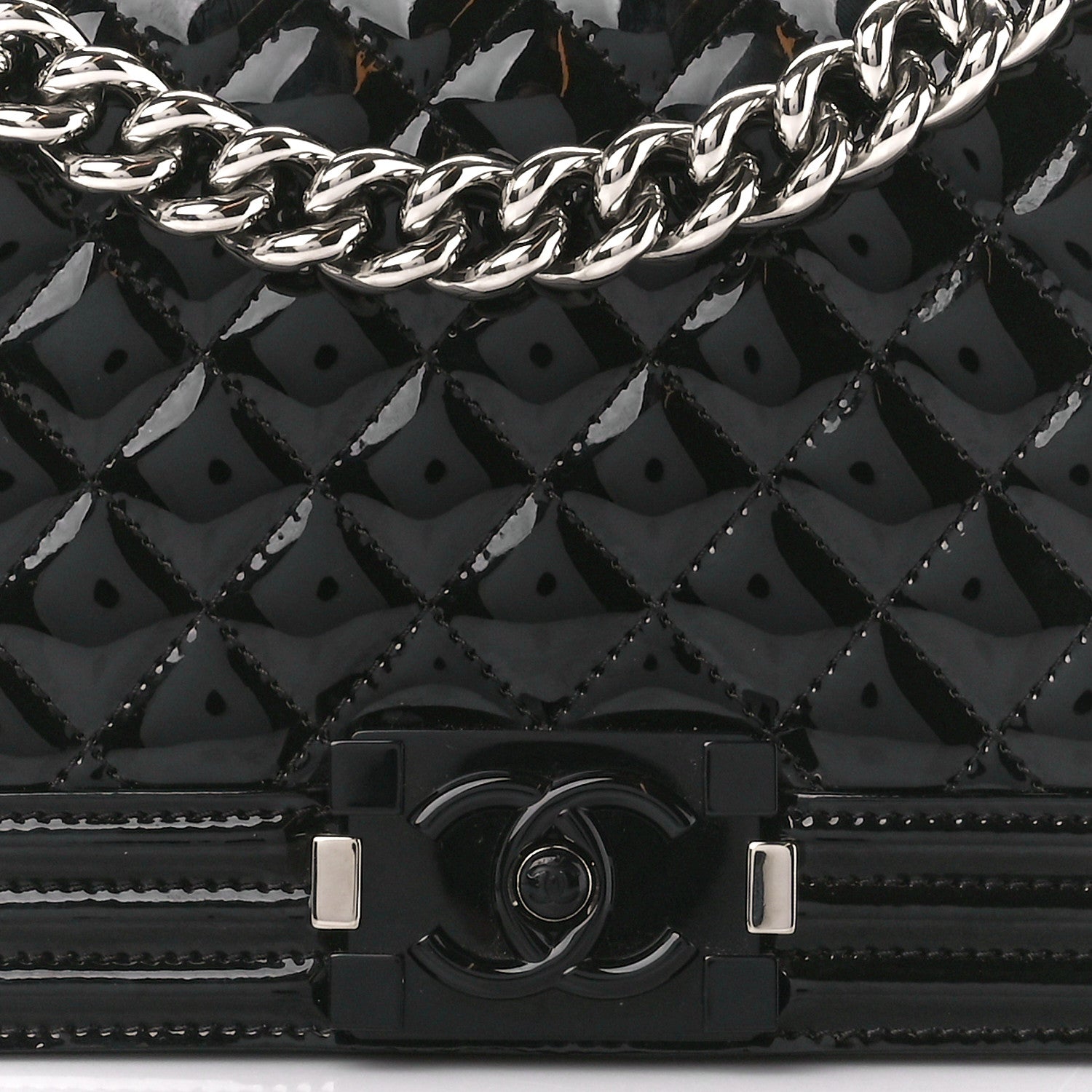 Chanel Patent Calfskin Quilted Medium Plexiglass Boy Flap Black 8 of 10