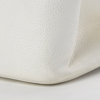Chanel Caviar Vertical Quilted Jumbo Single Flap White 18 of 22