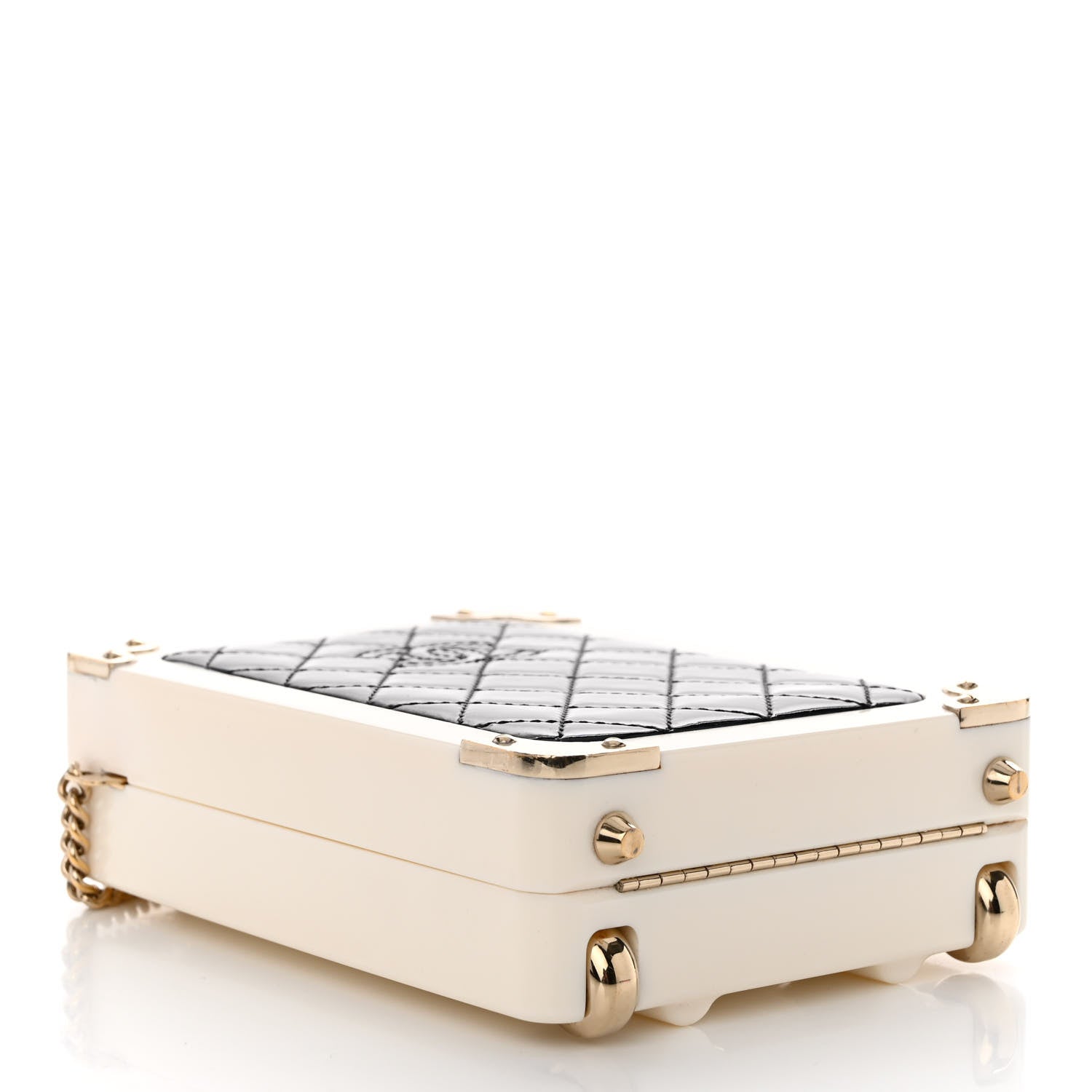 Chanel Plexiglass Patent Evening In The Air Mini Trolley Minaudiere Clutch Black White 4 of 14