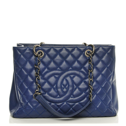 Chanel Glazed Caviar Grand Shopping Tote GST Dark Blue 1 of 7