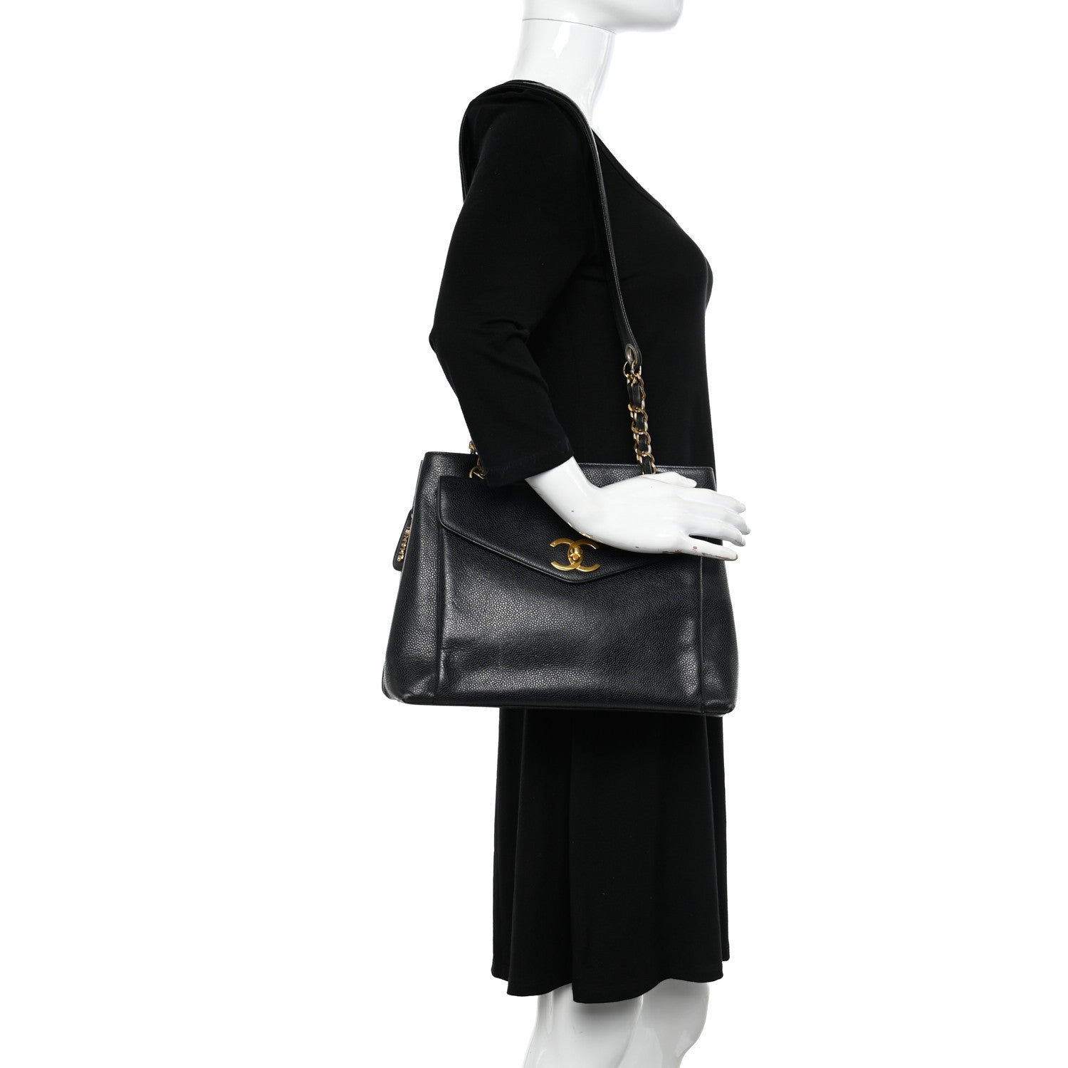 Chanel Caviar Flap Shoulder Bag Black 2 of 10