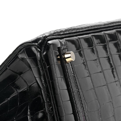 Hermes Shiny Niloticus Crocodile Birkin 30 Black 7 of 33