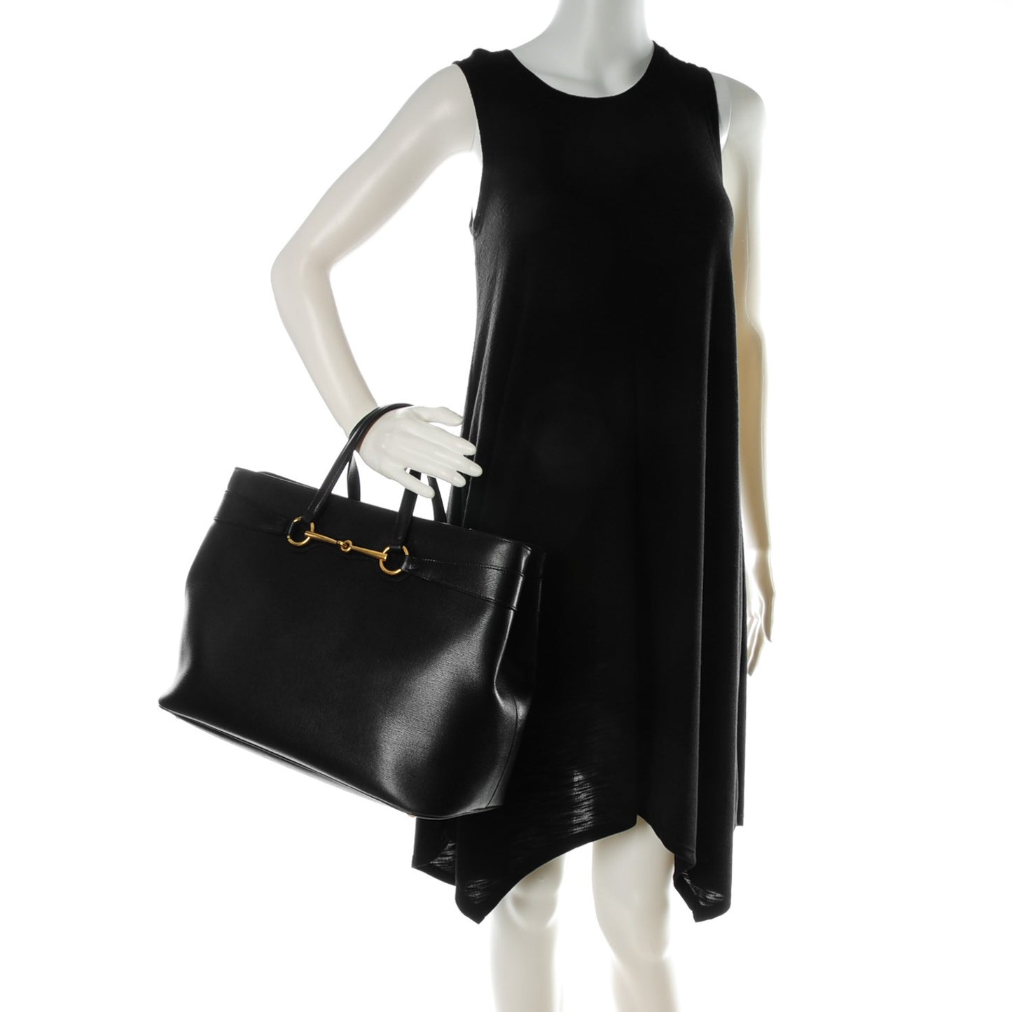 Textured Calfskin Large Bright Bit Tote Black
