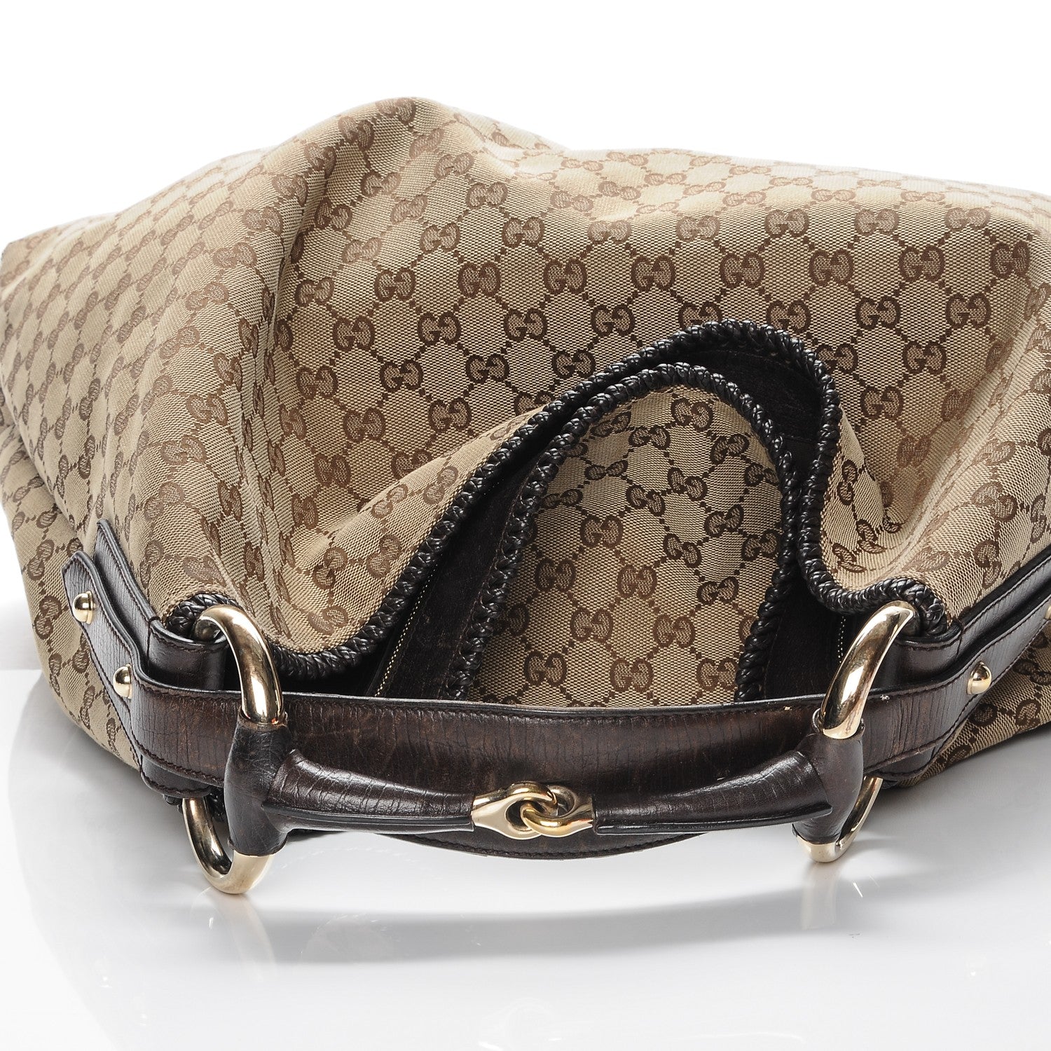 Gucci Monogram Large Horsebit Chain Hobo Dark Brown 5 of 12