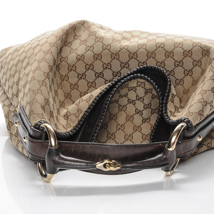 Gucci Monogram Large Horsebit Chain Hobo Dark Brown 5 of 12