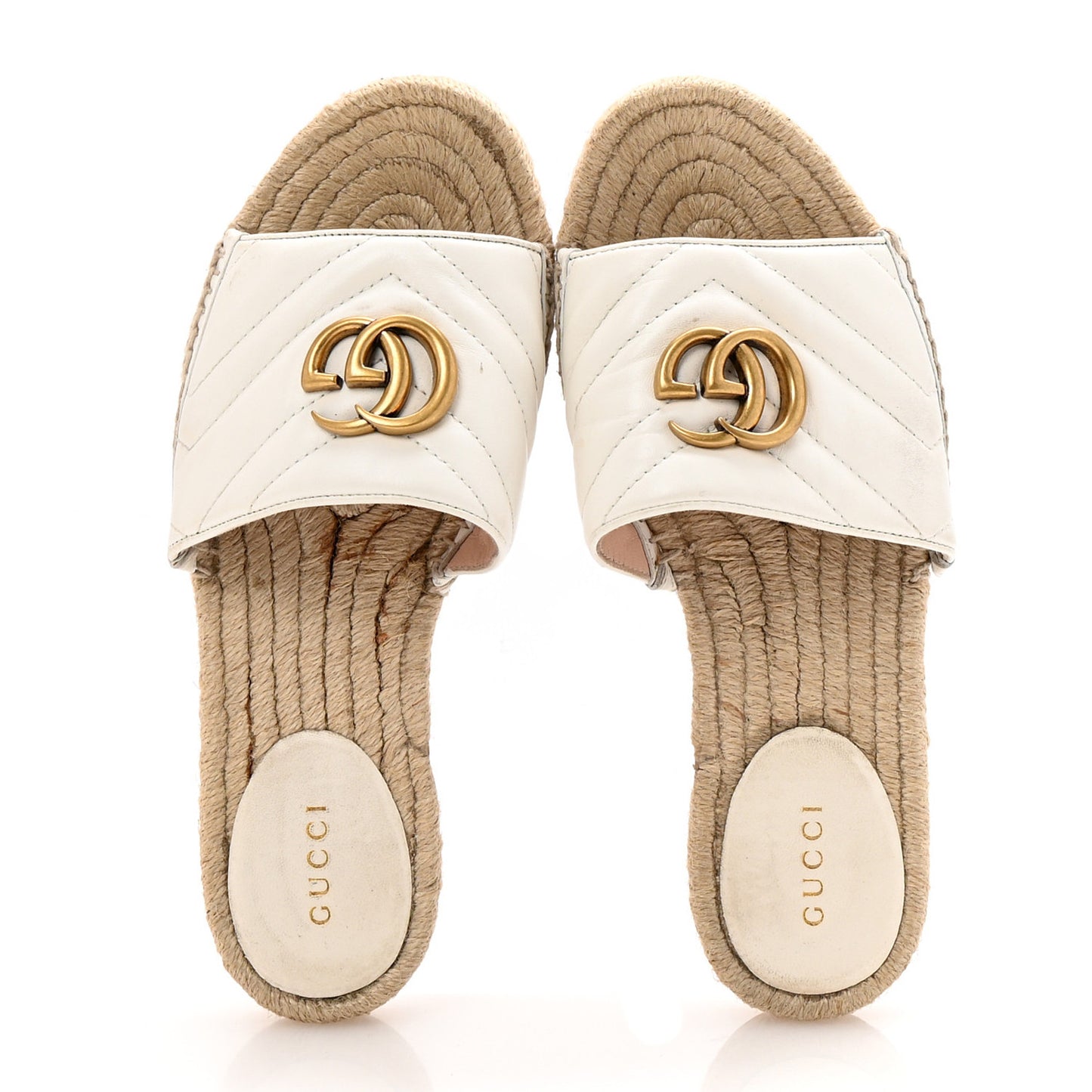 Nappa Matelasse GG Marmont Espadrille Slide Sandals 36.5 Great White