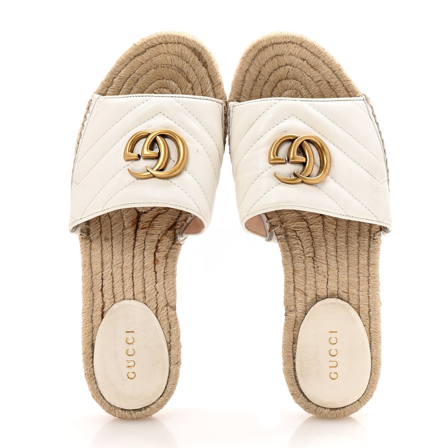 Gucci Nappa Matelasse GG Marmont Espadrille Slide Sandals 36.5 Great White 2 of 9
