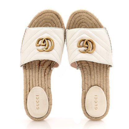 Gucci Nappa Matelasse GG Marmont Espadrille Slide Sandals 36.5 Great White 2 of 9