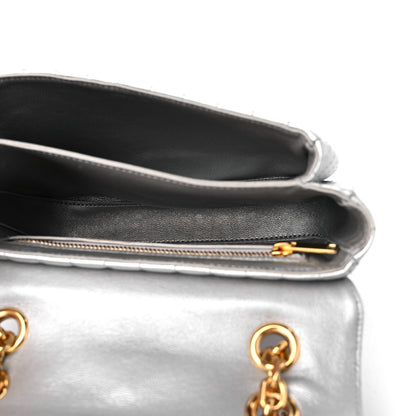 Celine Laminated Calfskin Quilted Medium C Bag Silver 5 of 10