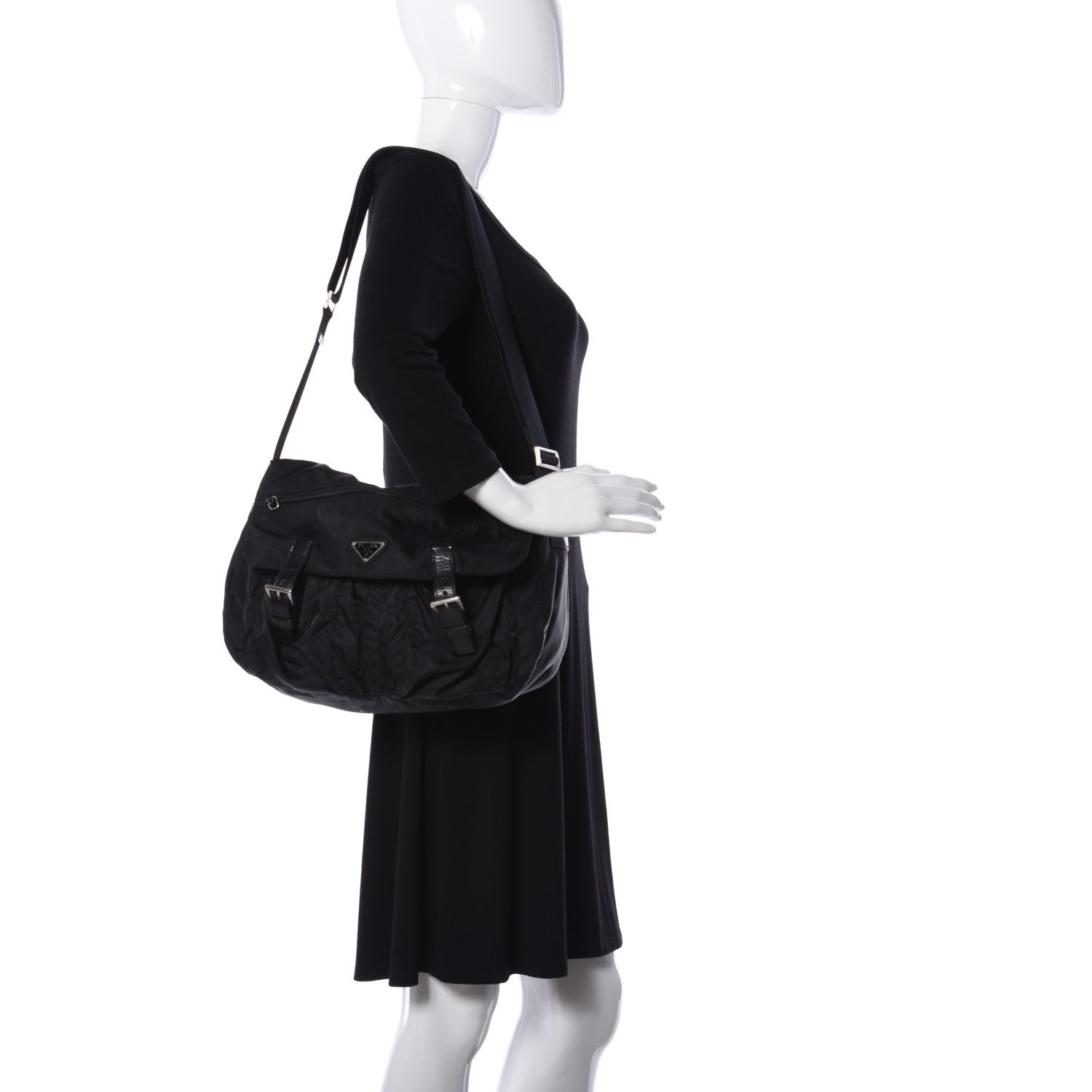 Prada Nylon Vela Messenger Bag Black 2 of 8