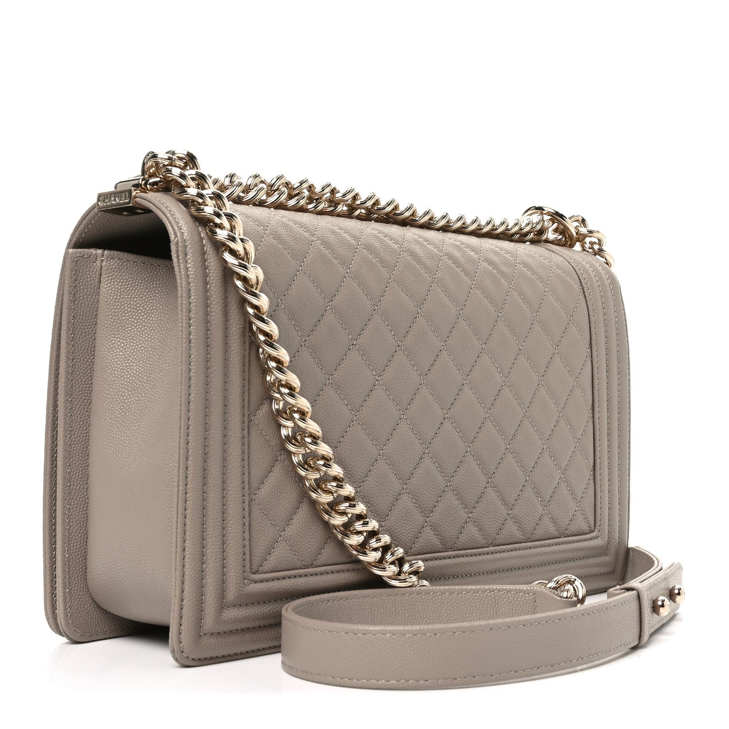 Caviar Quilted New Medium Boy Flap Dark Beige