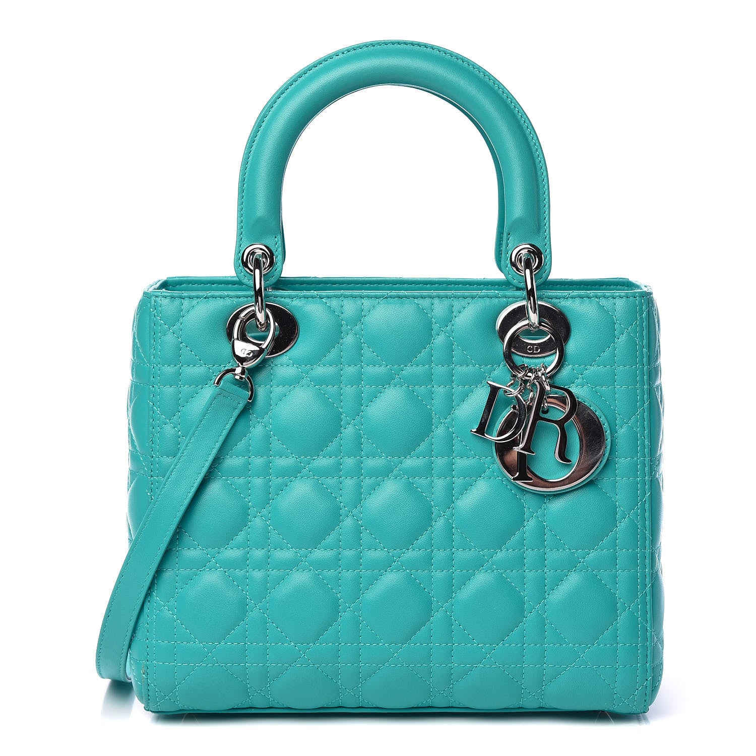 Christian Dior Lambskin Cannage Medium Lady Dior Turquoise 1 of 12