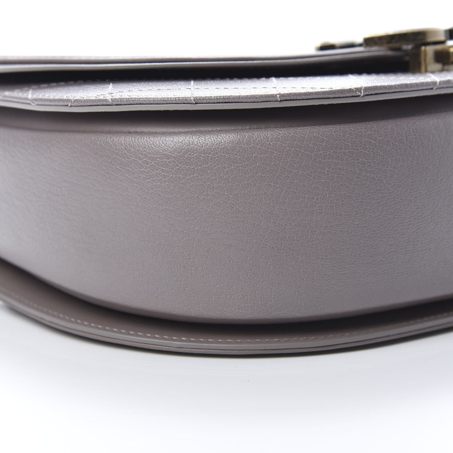 Shiny Calfskin Goatskin Quilted Medium Coco Curve Messenger Flap Grey