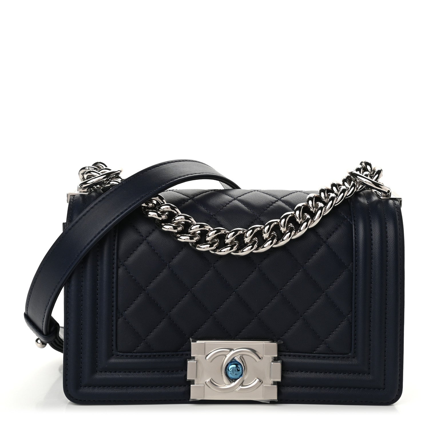 Chanel Lambskin Quilted Small Boy Flap Navy 1 of 11