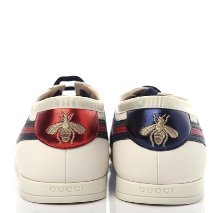 Gucci Calfskin Mens Web Falacer Sneakers 7 White Blue 7 of 11