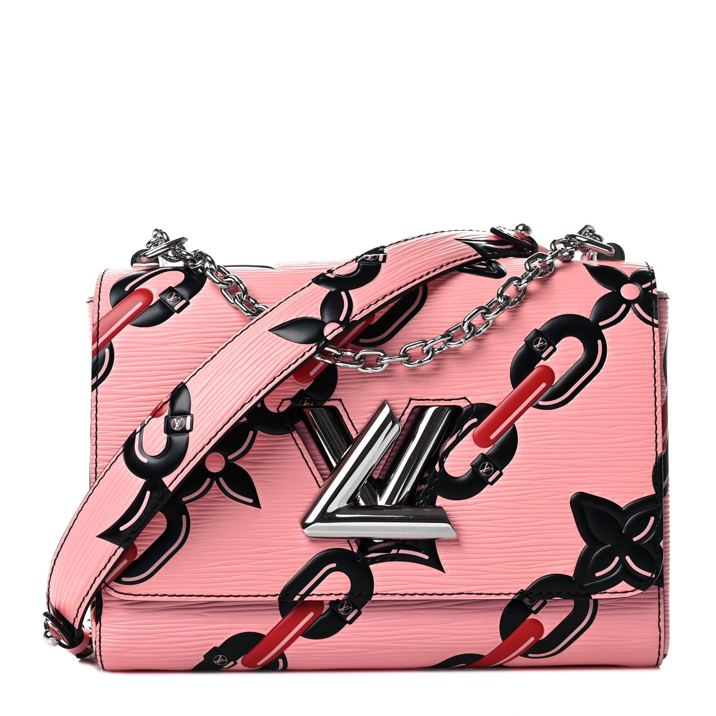 Epi Chain Flower Twist Shoulder Bag MM Pink