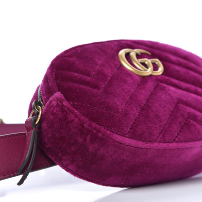Gucci Velvet Matelasse GG Marmont Belt Bag 85 34 Fuchsia Violet Cyclamen 6 of 12