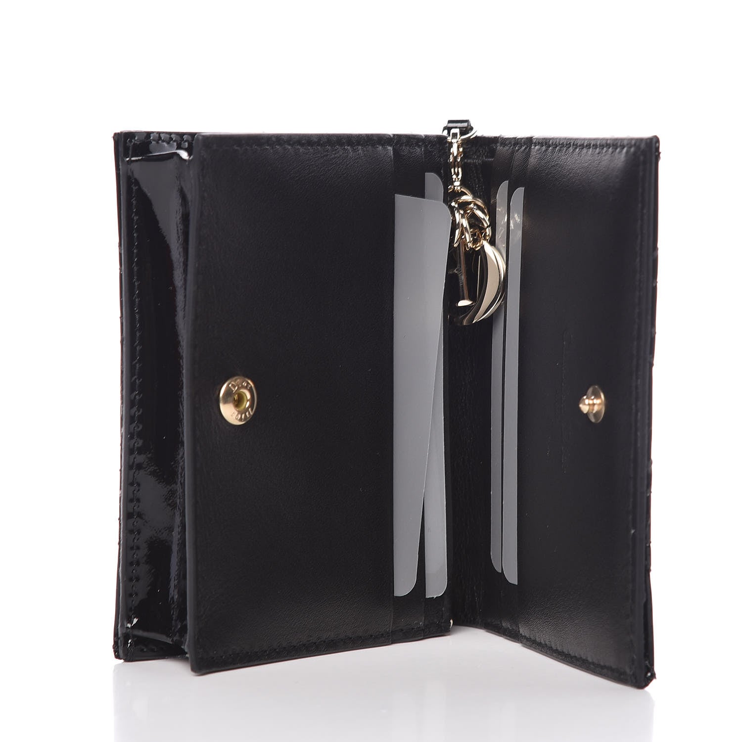 Christian Dior Patent Cannage Lady Dior Mini Wallet Black 7 of 11
