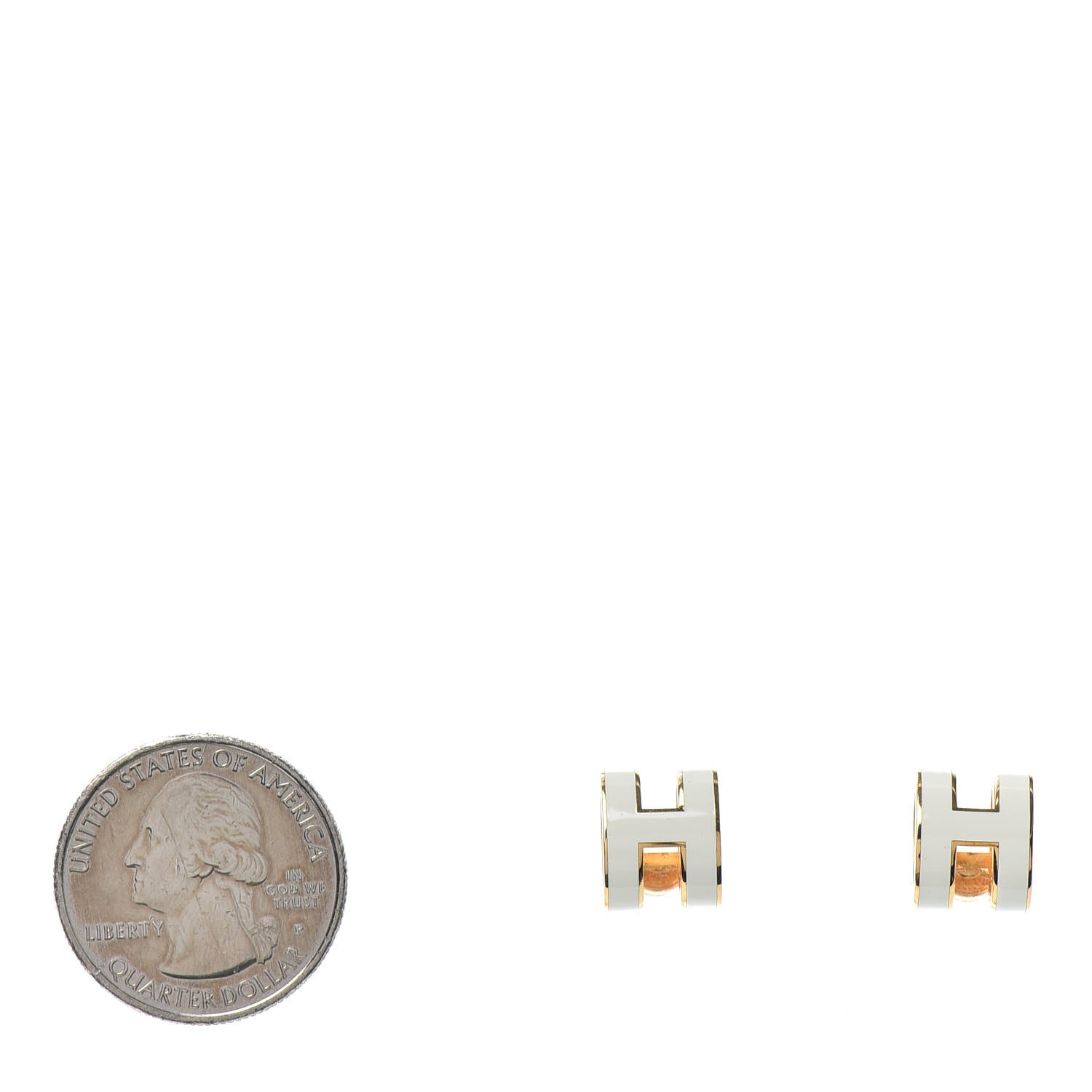 Hermes Gold Lacquered Pop H Earrings White 2 of 3
