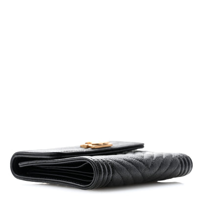 Chanel Caviar Chevron Quilted Boy Compact Wallet Black 4 of 10