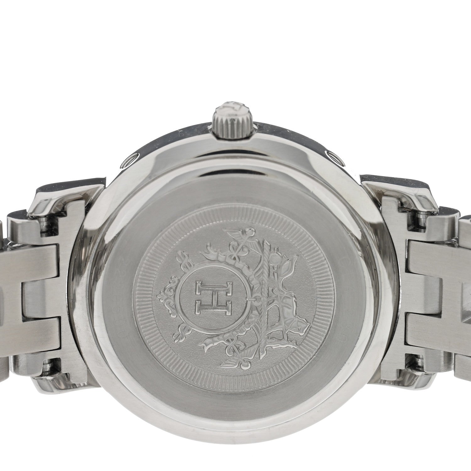 Hermes Stainless Steel Diamond Pink Mother of Pearl 24mm Clipper Nacre Quartz Watch 4 of 4
