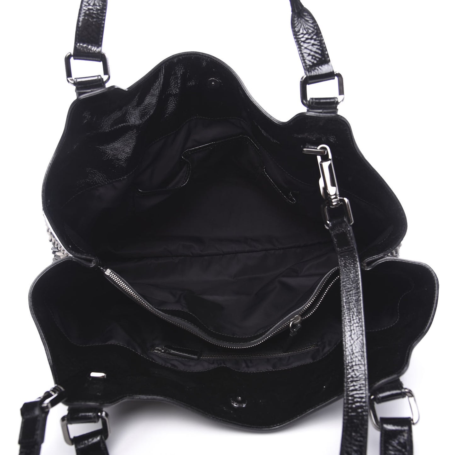 Nylon Beat Check Pleated East West Tote Black