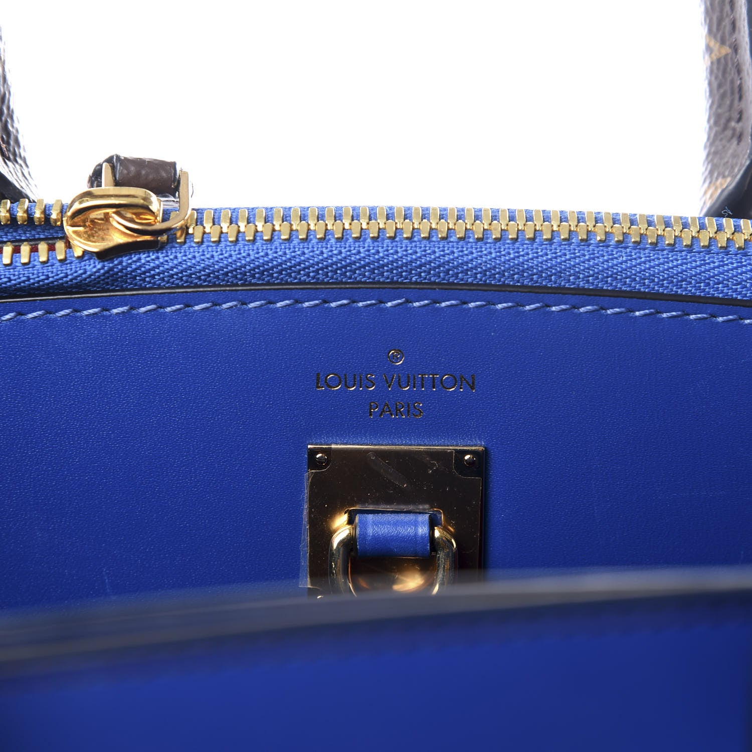 Louis Vuitton Calfskin Monogram City Steamer MM Blue Burgundy White 7 of 8
