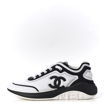 Chanel Lycra Womens CC Sneakers 40 White Black 1 of 8