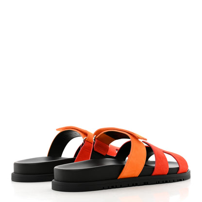 Hermes Suede Goatskin Womens Chypre Sandals 38 Rouge Ecarlate 4 of 9